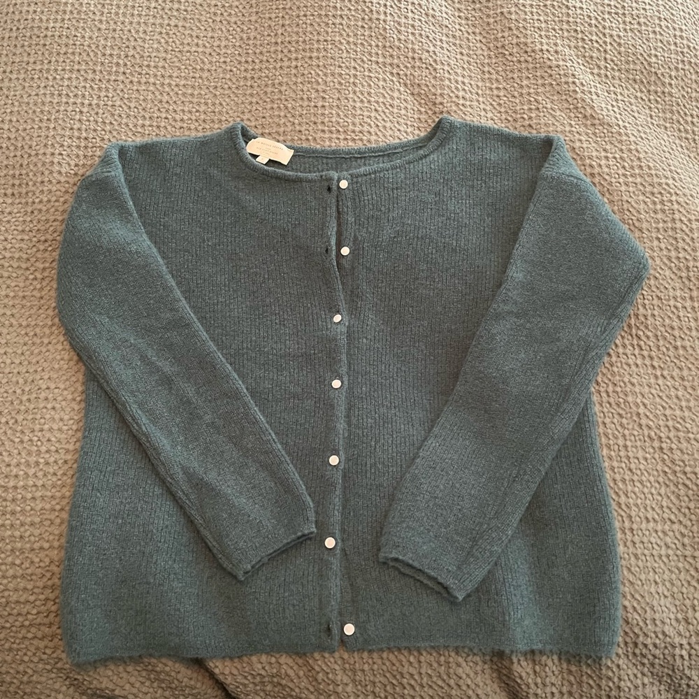 Sezane Sage/Teal Gaspard Cardigan